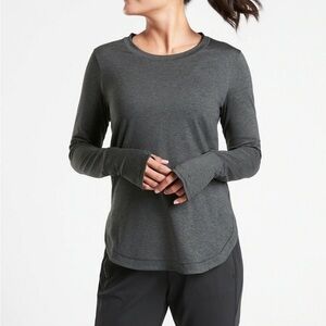 NWT Athleta Uptempo Brushed Performance Heathered Gray Long Sleeve Top XS